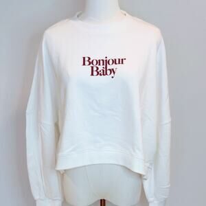 Cotton On Bonjour Baby Graphic Crop White Sweatshirt Size S/P. 100% Cotton